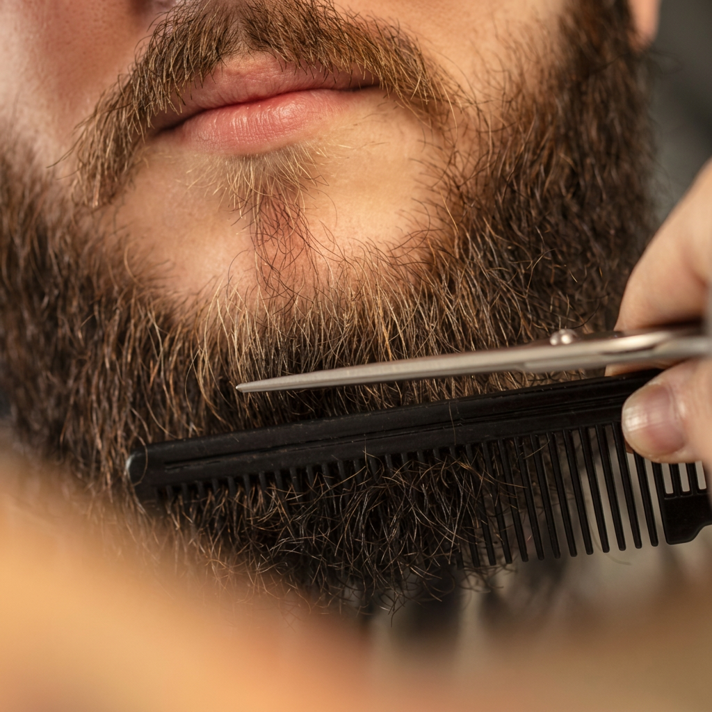 Sculpted full beard trim